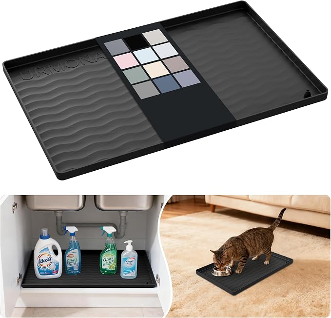 URMONA Waterproof Silicone Under Sink Mat 16'' x 10'' Shelf Liner by URMONA