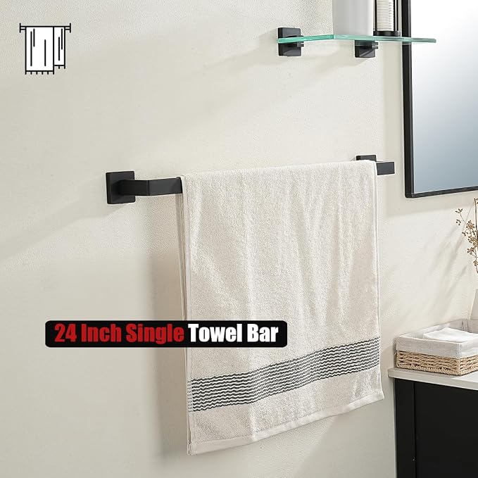 JQK Black Towel Bar, Rounded Edges 26.41 Inch Towel Rack, 304 Stainless Steel - Image 7