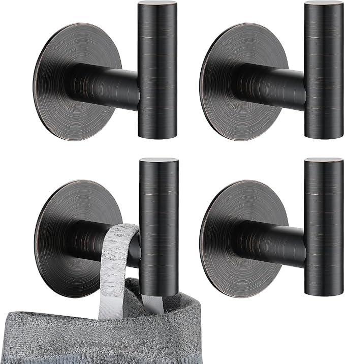 JQK Self Adhesive Towel Hook Bronze, No Drill Stick on Coat Robe Clothes Wall by Homeimprovement
