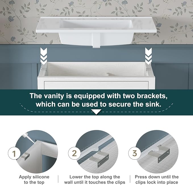 30" Bathroom Vanity with Sink, Modern Bathroom Storage Cabinet with Tilt-Down - Image 8