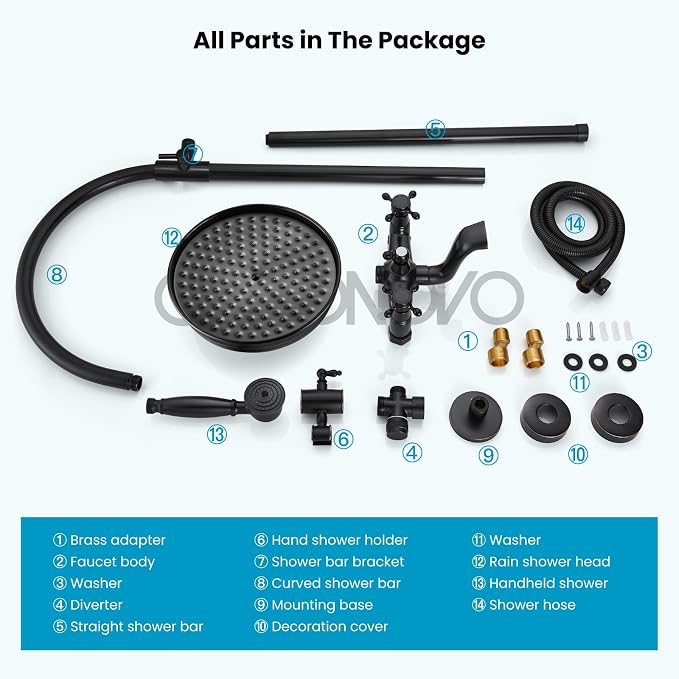gotonovo Exposed Bathroom Shower System Classic Shower Kit 8 Inch Luxurious - Image 9