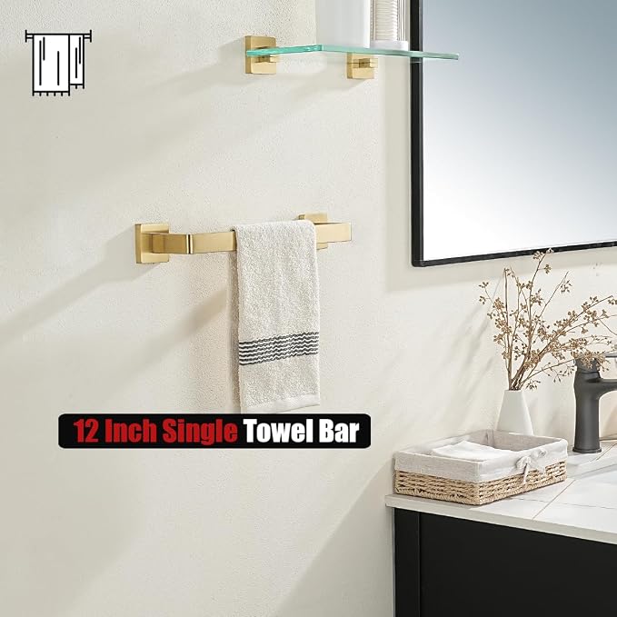 JQK Gold Towel Bar, Rounded Edges 18.41 Inch Towel Rack, 304 Stainless Steel - Image 7