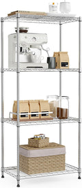 IZEUK 4-Tier Chrome Metal Storage Shelves, Adjustable Wire Shelving Unit by IZEUK