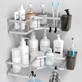 Corner Shower Caddy Shelf Rack: 2 Pack Adhesive Shower Organizer Essentials by AKTECKE