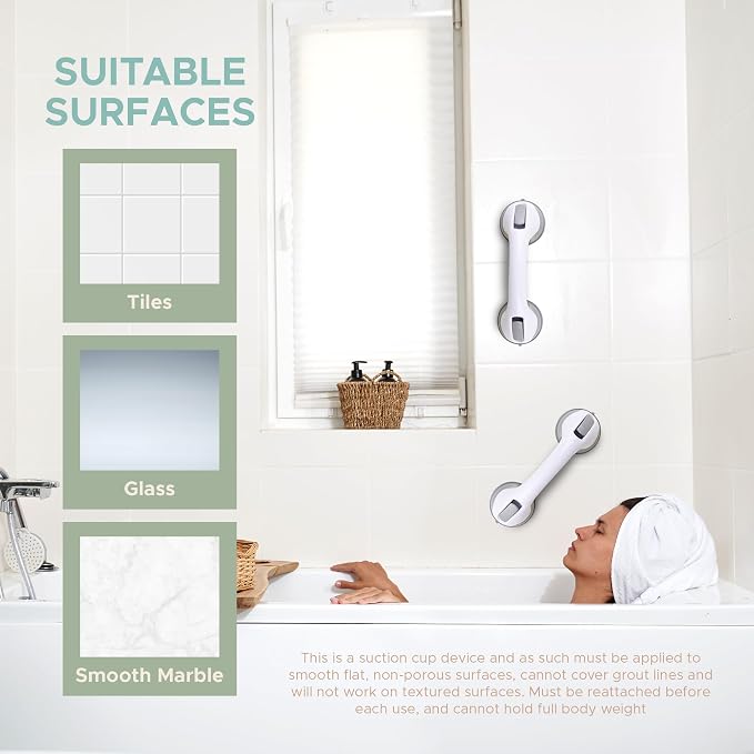 Grab Bars for Bathtubs and Showers, Heavy Duty Shower Handle 2 Pack 12 Inch for - Image 6