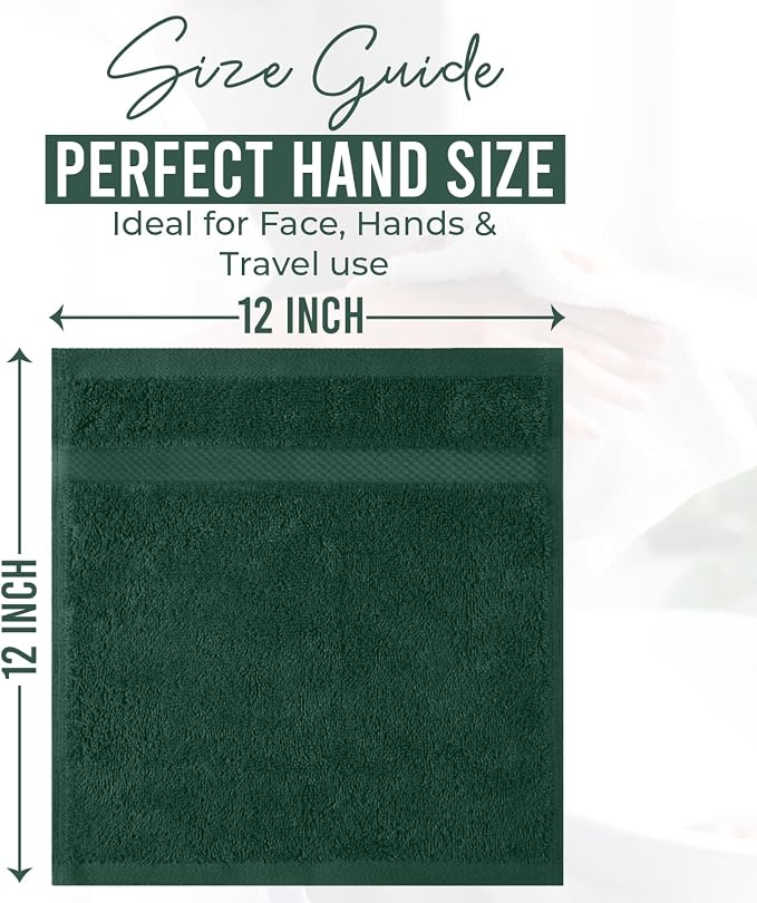 DAN RIVER 12-Pack Premium 100% Cotton Huntergreen Face Towels – Reusable Face - Image 2