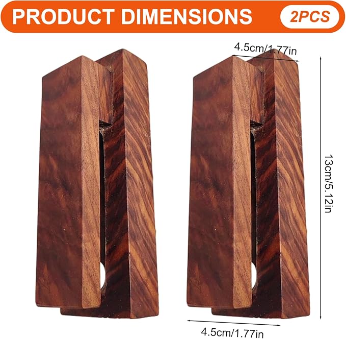 2Pcs Wooden Towel Racks for Bathroom, Wall Mounted Wooden Towel Hooks for - Image 4