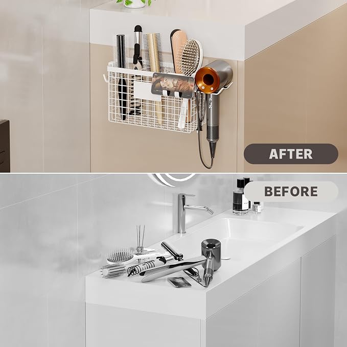 2 Pack Hair Tool Organizer, Adhesive Hair Dryer Holder Cabinet Door/Wall - Image 7