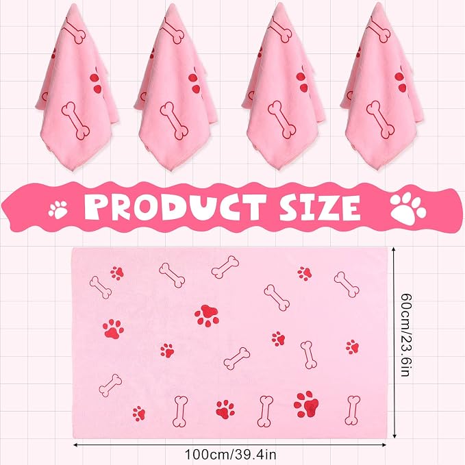 Chumia 4 Pcs Dog Towels for Drying Dog Puppy Bulk Microfiber Absorbent Paw - Image 4