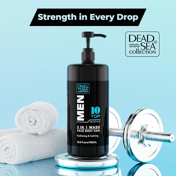 Dead Sea Collection TOP 10 ACTIVE Mens Body Wash 3 in 1 – Sandalwood Body Wash - Image 2