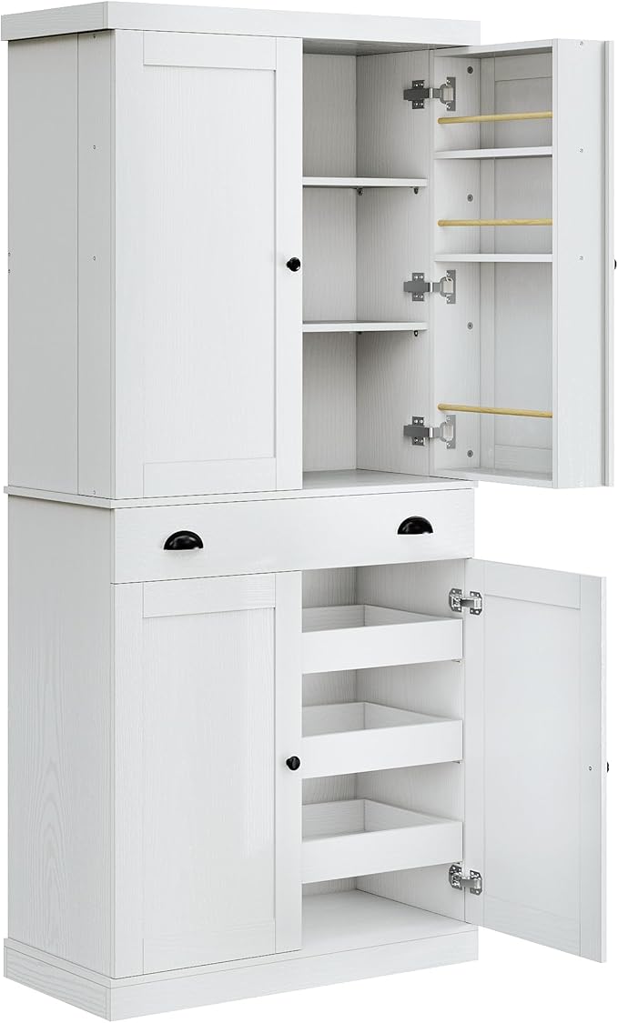 IRONCK Kitchen Pantry Cabinet 72" Height, Freestanding Cupboard by IRONCK