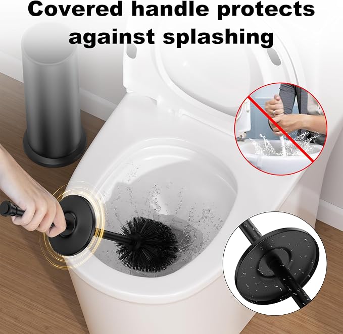 Black Toilet Brush and Holder，Extra Long Handled Toilet Brush - Image 4