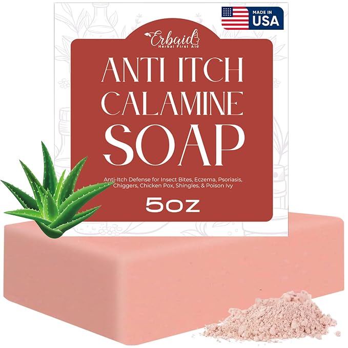 Calamine Soap Bar – All Natural Instant Itch Relief – Calming Calamine Soap by Erbaid