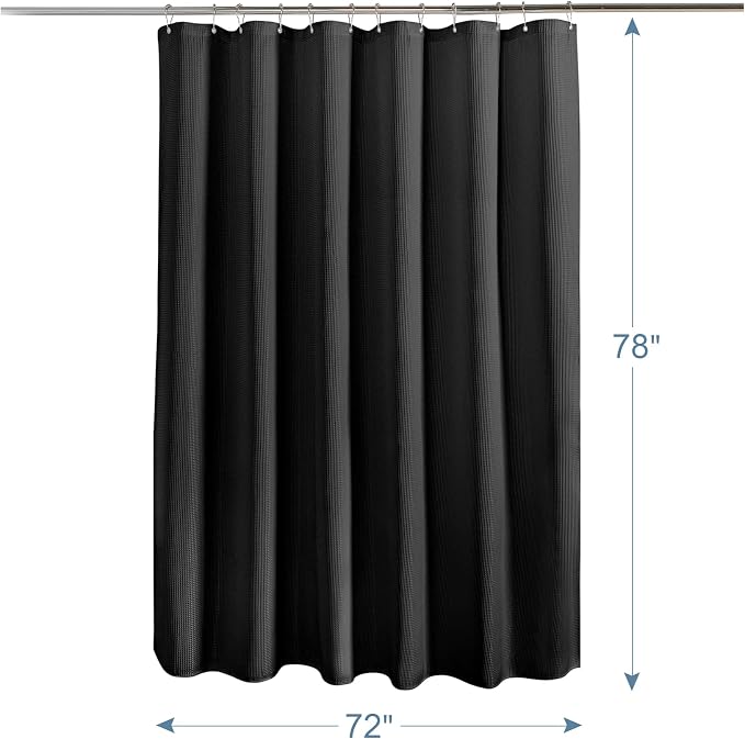 AmazerBath Waffle Shower Curtain, Heavy Duty Fabric Shower Curtains - Image 9