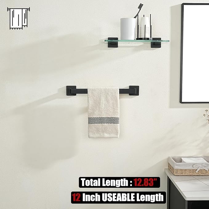 JQK Black Towel Bar, Rounded Edges 18.41 Inch Towel Rack, 304 Stainless Steel - Image 5