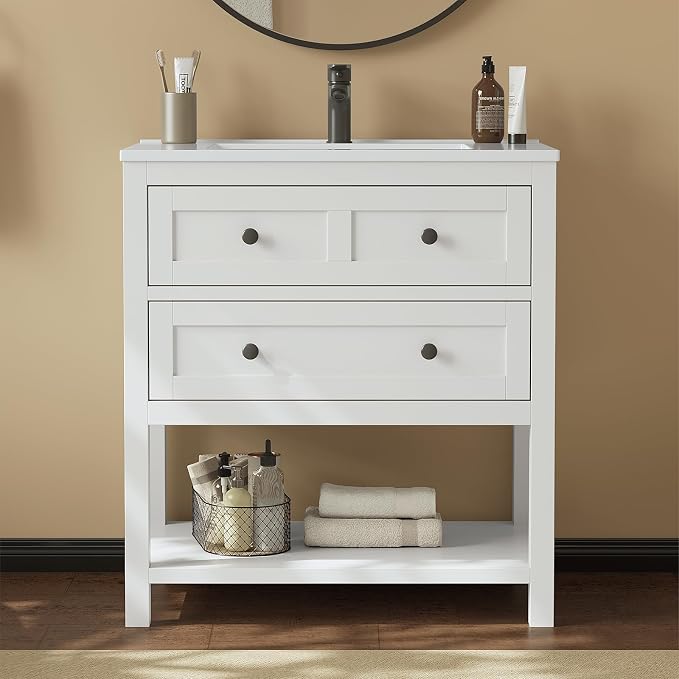 30 Inch Bathroom Vanity with Sink, Modern Bathroom Single Sink Vanity, Bathroom by DELUXELIVING