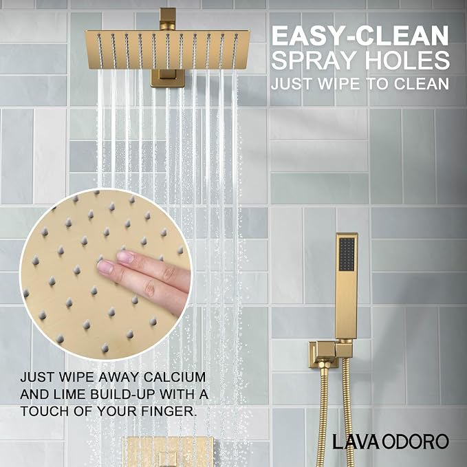 Lava Odoro Modern 3-Setting Square Shower and Tub Faucet Set - Image 4