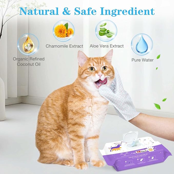 Dog Cleaning Gloves Wipes 15pcs Deodorizing Disposable Pet Grooming Bathing - Image 3