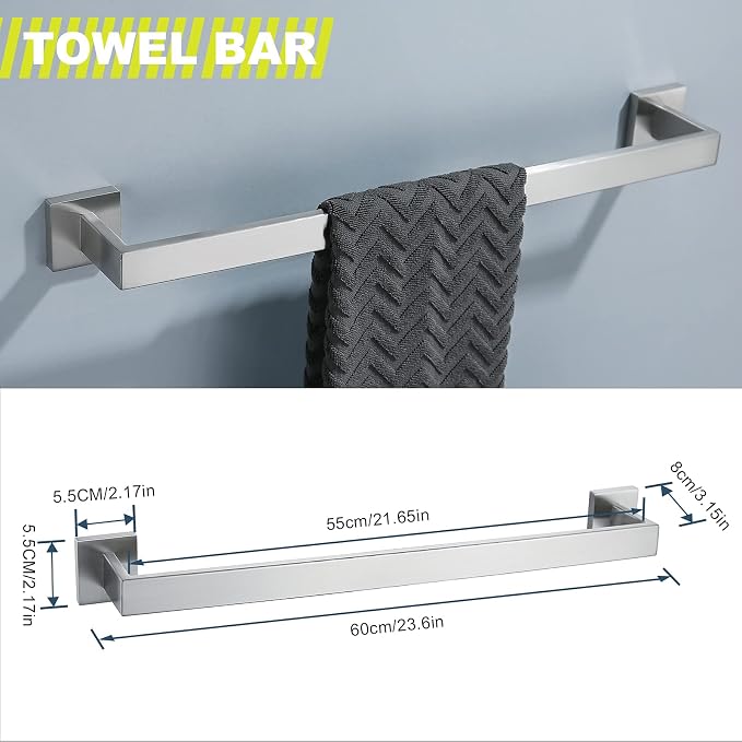 Brushed 4-Piece Bathroom Hardware Set Premium Stainless Steel Bath Towel Bar - Image 2