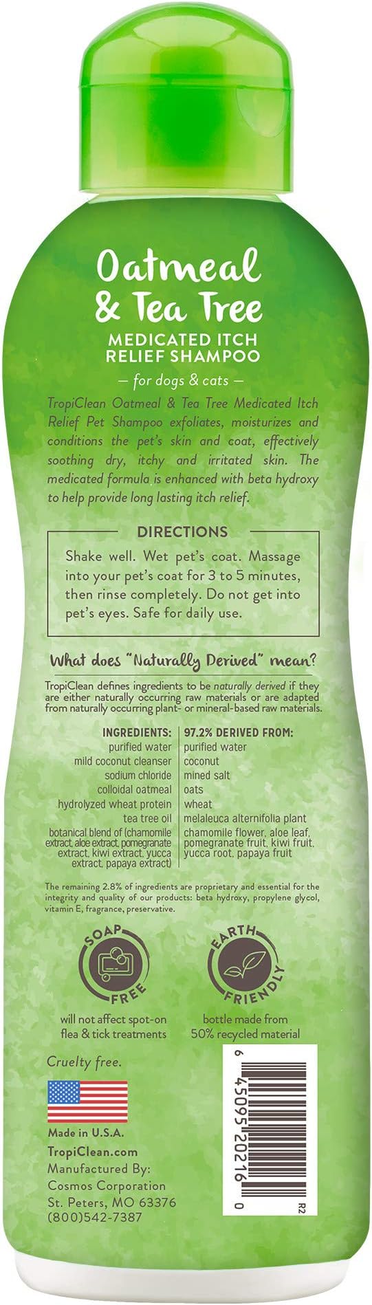 TropiClean Oatmeal Dog Shampoo for Itchy Skin Relief, Soothing Medicated Itch - Image 2