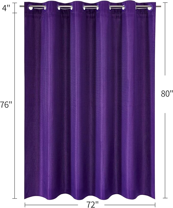 MitoVilla Purple Waffle Long Shower Curtain Liner Set 72 x 80, No Hooks - Image 7