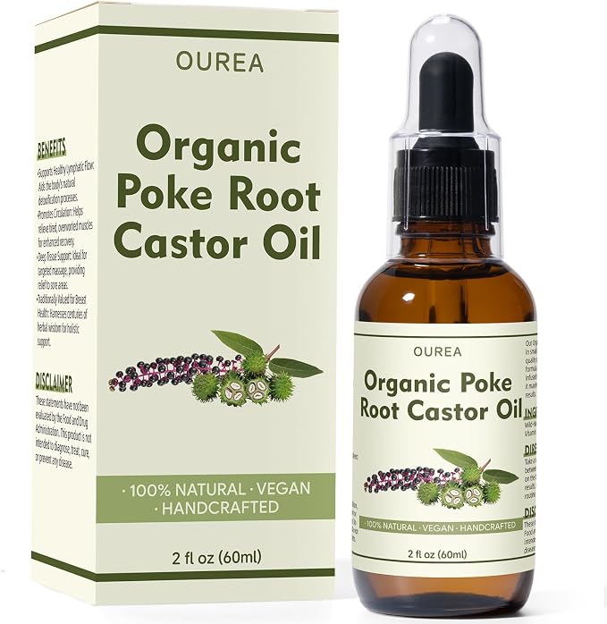 Organic Poke Root Castor Oil – 2 Fl Oz Natural Lymphatic Support Massage Oil - Image 7