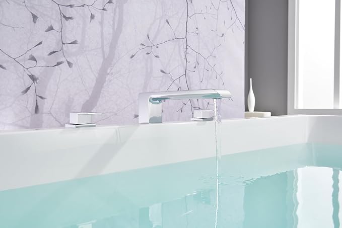 SITGES Minimalist Square-Shaped Bathtub Faucet, 2-Handle Widespread Roman Tub - Image 3