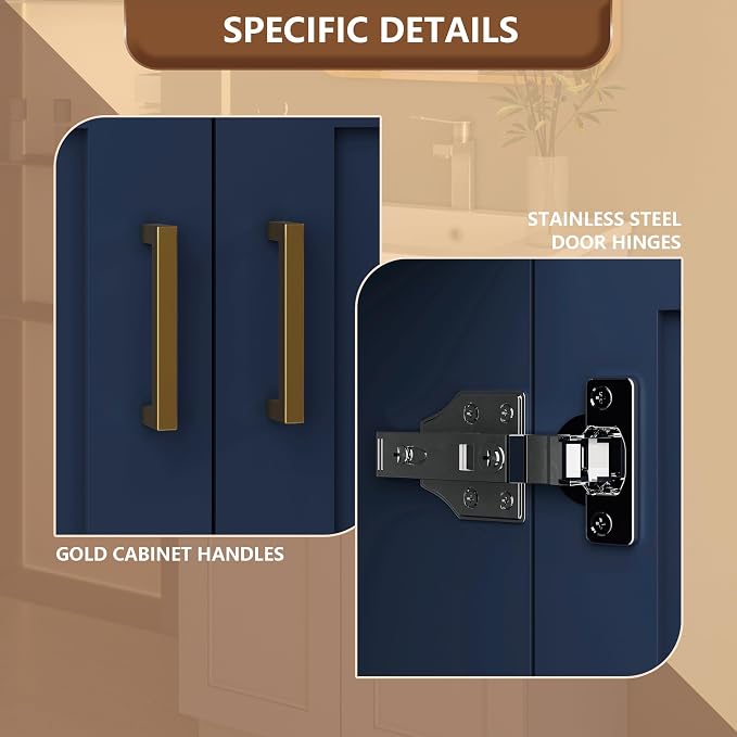 Bathroom 30" Vanity with Ceramic Sink, Wooden Double Door Bathroom Storage - Image 7