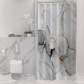 Gibelle Small Stall Shower Curtain 36 x 72, Narrow Half Abstract Grey Marble by Gibelle