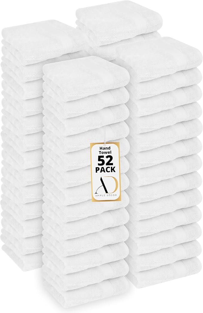 Ample Decor Hand Towel 18 X 28 Inch Pack of 52 600 GSM 100% Cotton, Soft by AmpleDecor