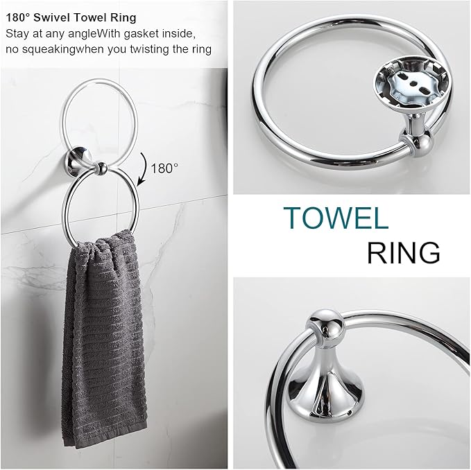 BGL Bathroom Hardware Set, Chrome Adjustable Expandable Towel Bar 4-Piece - Image 3