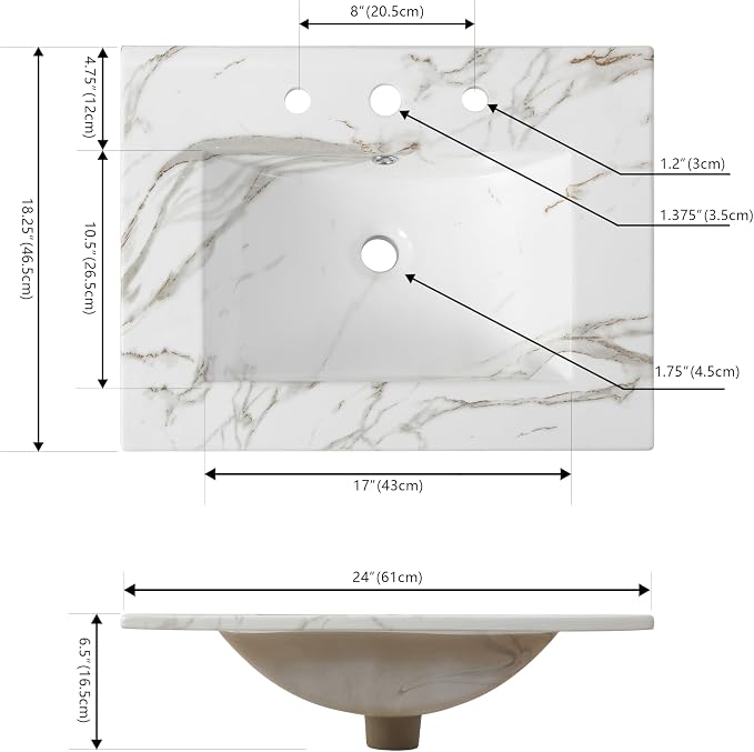 JONATHAN Y SNK1001C Ancillary 3-Hole 24 in. W x 18.25 in. D Classic - Image 3