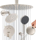 Shower Faucet Set Brushed Nickel Shower System, 12 Inch Ceiling Rain Shower Head by YMHSOLDR