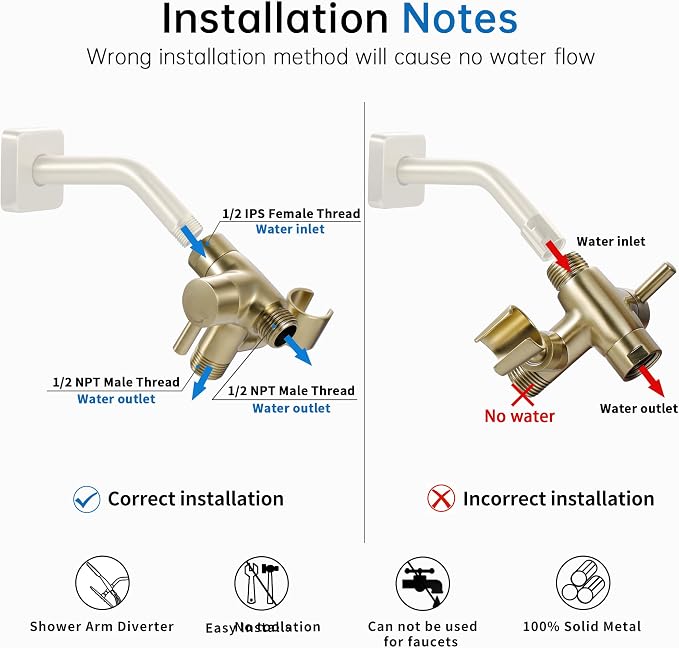 G-Promise Solid Metal Shower Arm Diverter - Image 4