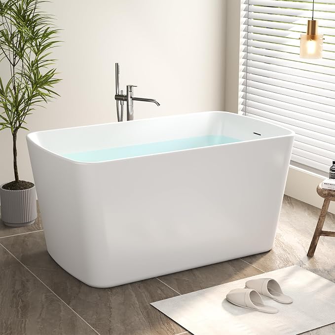 49" Acrylic Freestanding Soaking Tub w/Seat- Contemporary Design - 55 Gal - Image 2