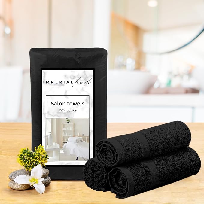 24 Pack Black Hand Towels 100% Cotton Spa Towels 16x26 inches Highly Absorbable - Image 4