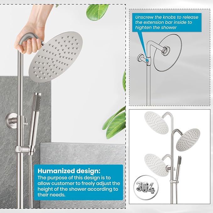 gotonovo SUS304 Outdoor Shower Fixture High Pressure Shower System Wall Mount 2 - Image 6