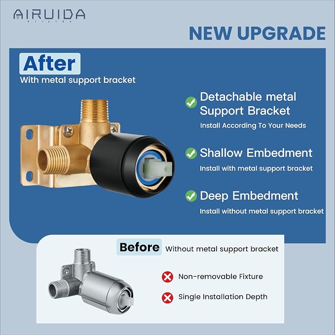 Airuida Shower Faucet Set Bathroom Rain Shower System SUS304 Stainless Steel - Image 7