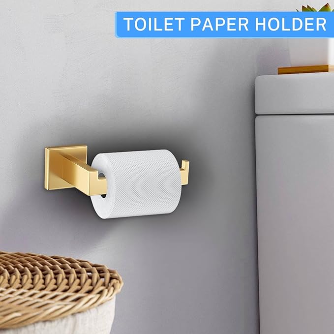 10-Piece Brushed Gold Bathroom Hardware Set Gold Towel Bar Set, Towel - Image 4