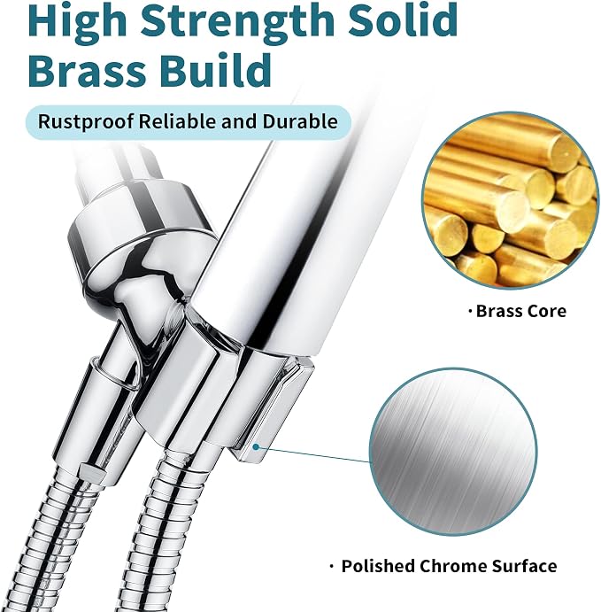 BRIGHT SHOWERS All Metal Handheld Shower Head Holder, Adjustable Shower Arm - Image 2