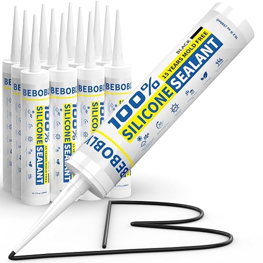 Black Silicone Caulk & Sealant, 100% Waterproof Silicone Caulking, Silicone by BEBOBLY