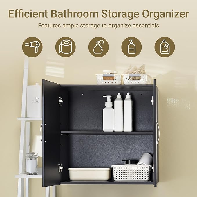 SoBuy Wall Cabinet Laundry Room Kitchen, Over Toilet Storage Cabinet, Medicine - Image 4