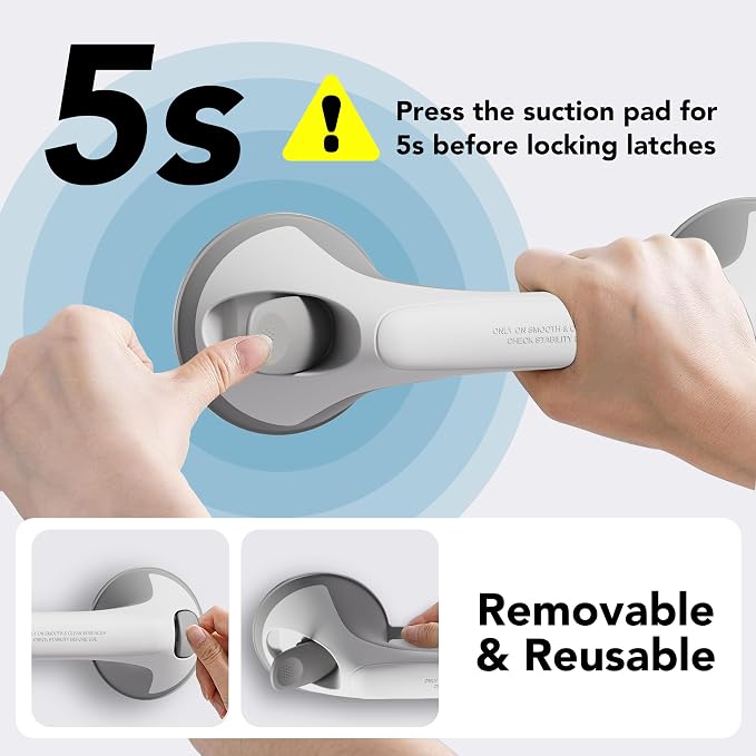 2 Pack 16 Inch Grab Bars for Bathtubs and Showers for Seniors, Heavy Duty - Image 5