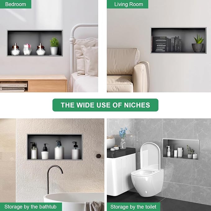 SaniteModar Shower Niche, Stainless Steel Shower Niche 12" X 24" No Tile Needed - Image 7