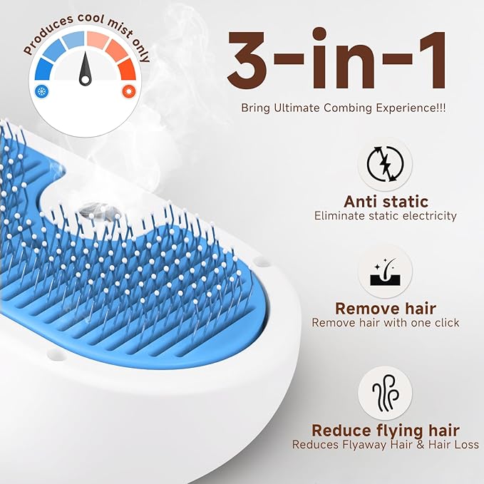 Pet Steam Brush Set for Dogs & Cats, Includes 3-in-1 Self Cleaning Spray Comb - Image 2
