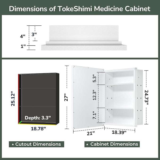TokeShimi 21x27 Recessed Medicine Cabinet - Image 2