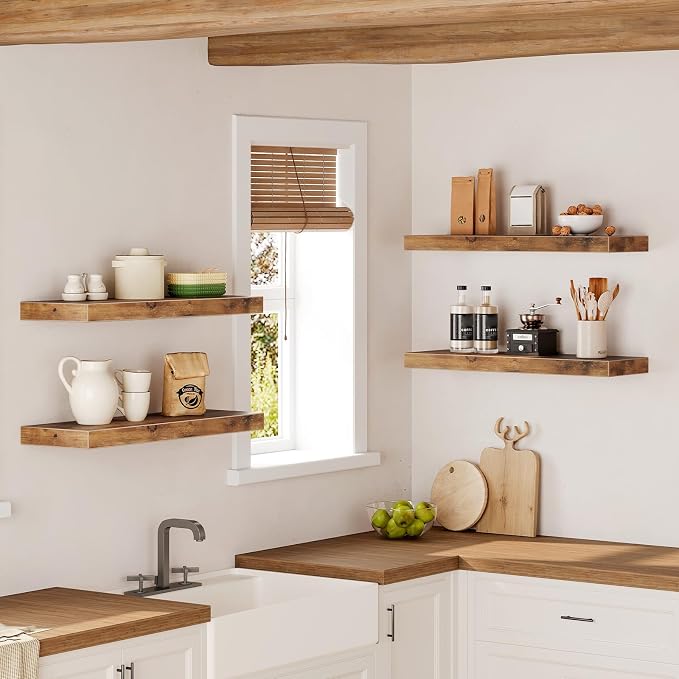 Floating Shelves for Wall, 1.5" Thick Wall Shelf Set of 4 - Image 5