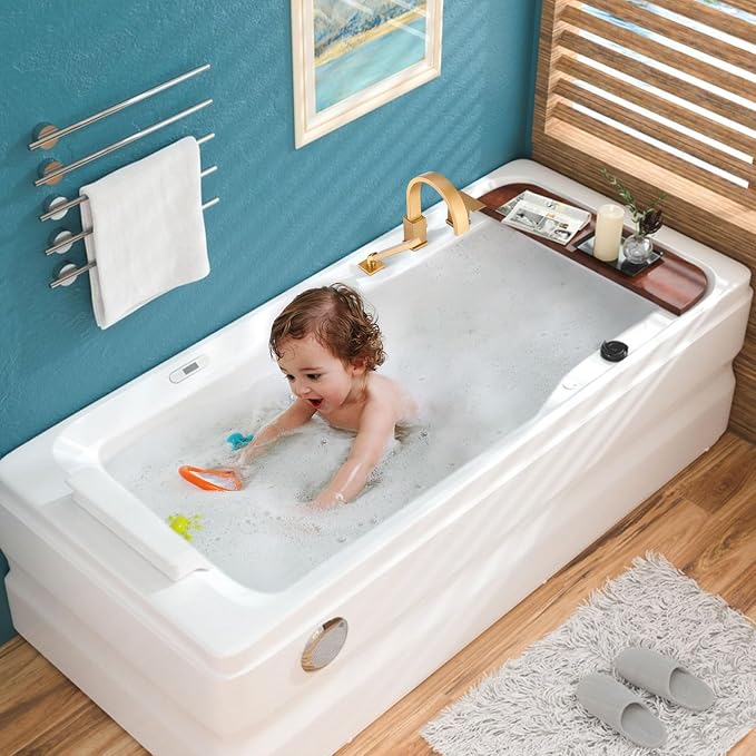 Brass Roman Tub Faucet with Sprayer, Deck Mount Bathtub Faucet with Hand Shower - Image 6