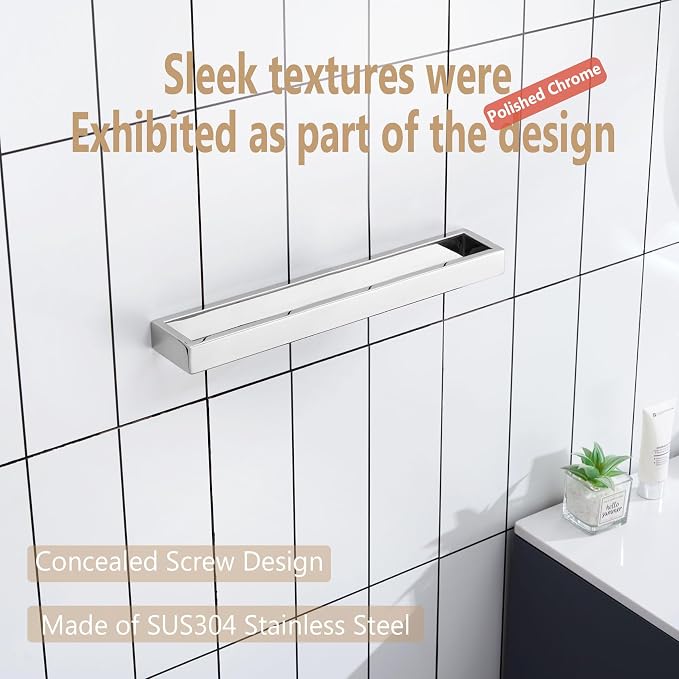 KOKOSIRI Towel Holder Chrome Bath Towel Bar Rack 16-Inch Kitchen Holder - Image 8