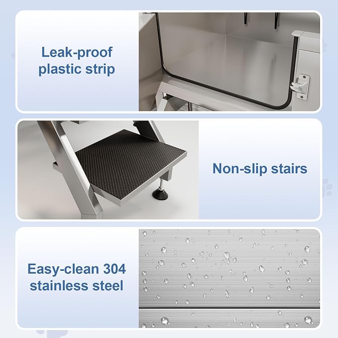 Albott 34 in 304 Stainless Steel Dog Washing Station – Professional Pet Bathtub - Image 3